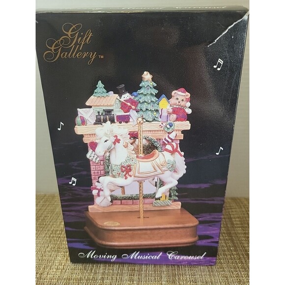 Vintage Gift Gallery Christmas Moving Musical Carousel Horse WORKS - Picture 1 of 8